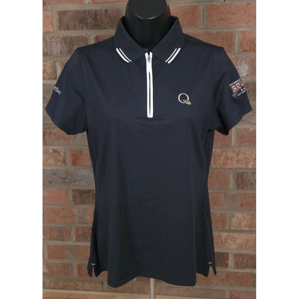 Womens Peter Millar Polo Shirt Small S Black LS23EK70 Quail Hollow 1/4 Zip NEW